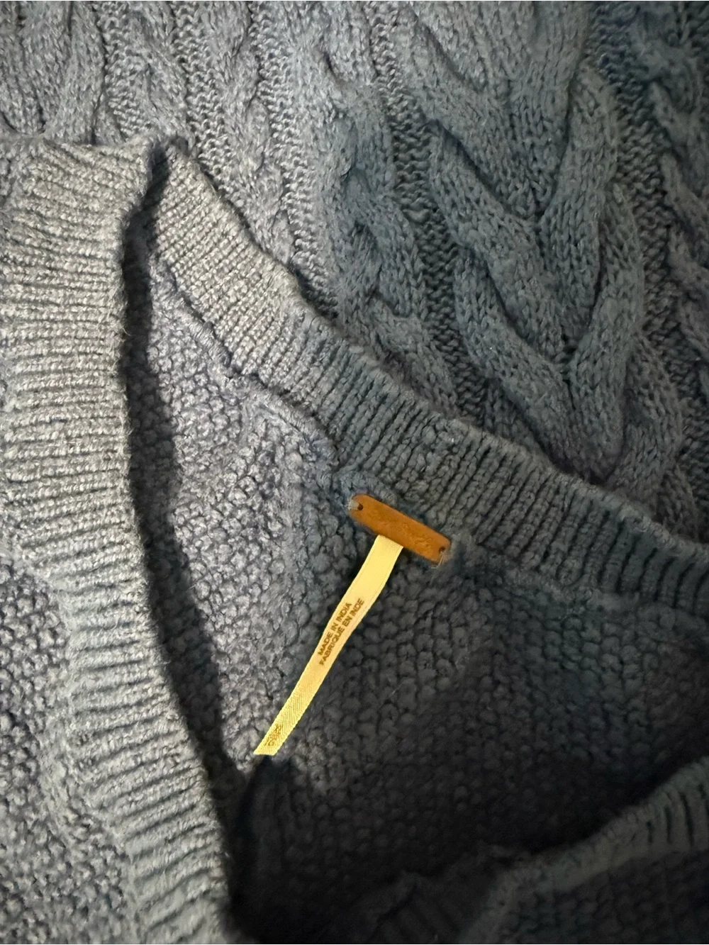 Free People Deep Blue Cable Knit Cardigan with Matching Shorts
